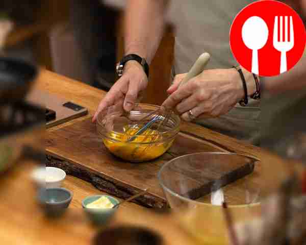 Beat the yolks with a whisk, and then add curd...