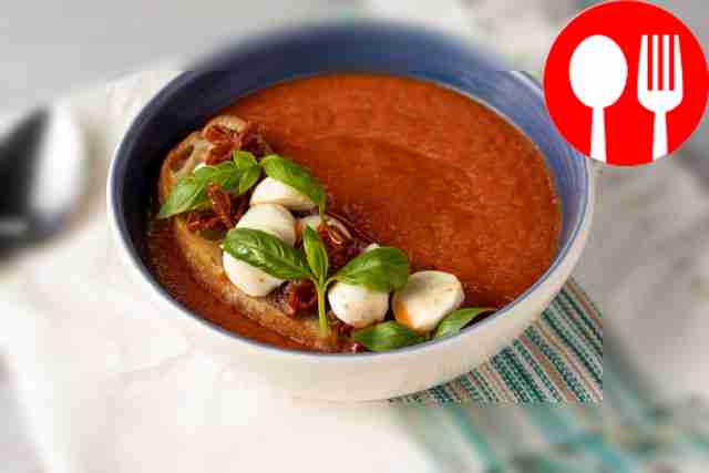 Roasted pepper and strawberry gazpacho