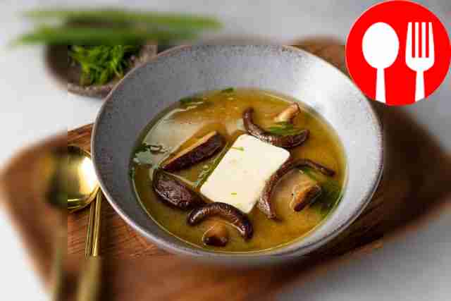 Japanese miso soup with shiitake and tofu