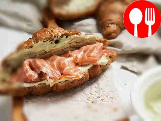 Make a croissant with avocado and salmon....