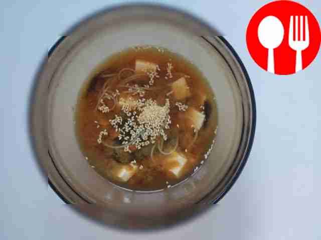 Miso soup with mussels and rice noodles