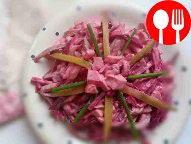 Tender salad with squid and beets