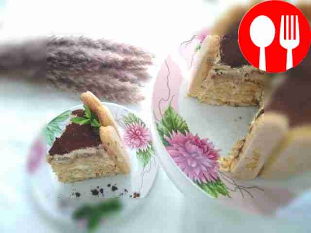 Homemade tiramisu with Amaretto liqueur