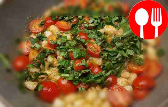 Pour olive oil into a heated frying pan and...