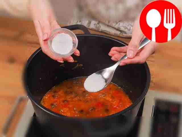 Add flavor to the dish. Pour in the vinegar...