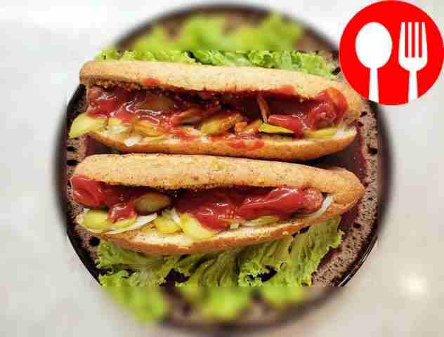 Hot dog with hunting sausages