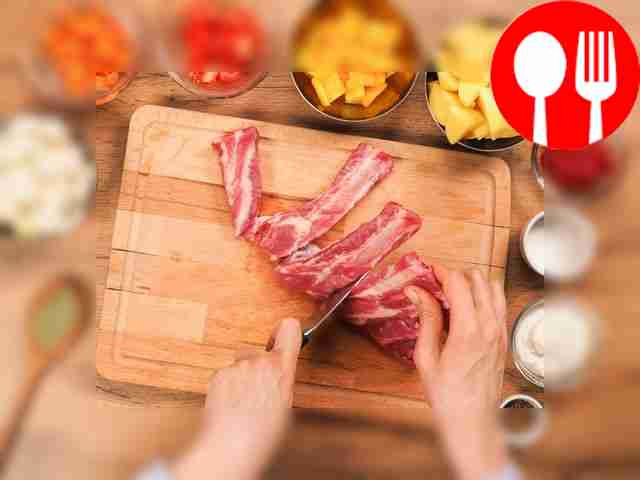 Wash the pork ribs under running water and...