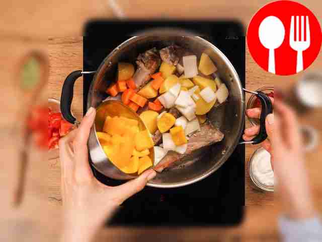 Fry the ribs and vegetables. In a deep...