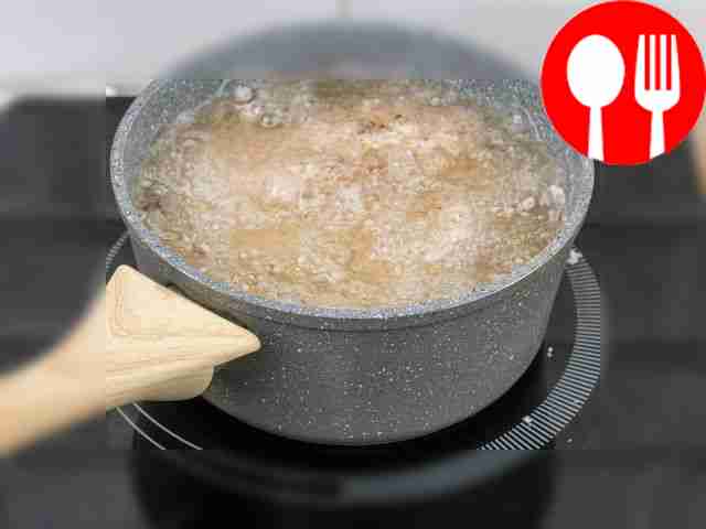 Place chicken pieces into hot oil.