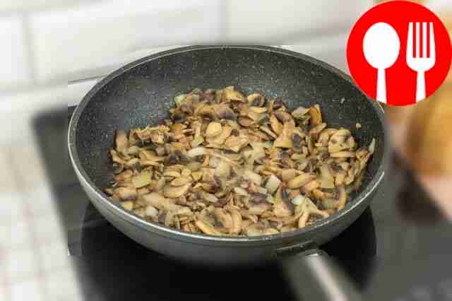 Add chopped champignons to the onion, add salt...