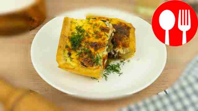 Заливной пирог с опятами