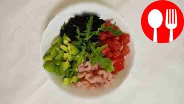 Motley bowl with seafood