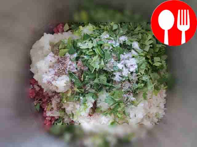 Add rice, finely chopped onion and cilantro to...