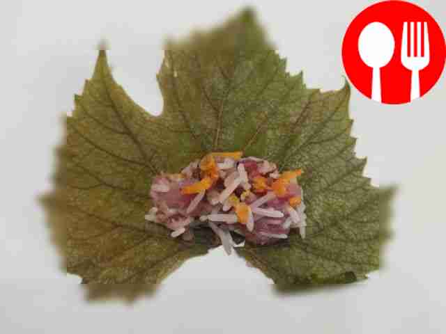 Place the minced grape leaves on the matte...