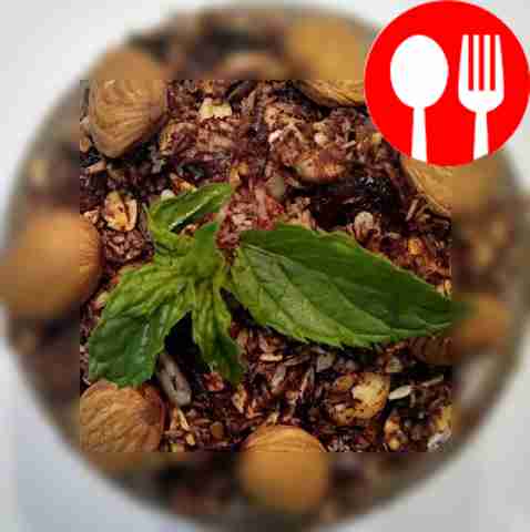 Vitamin granola with dried fruits, nuts and spices