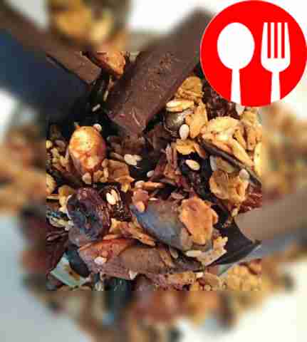 Place granola in a small salad bowl. Decorate...