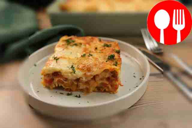 Лазанья с мясным фаршем и овощами