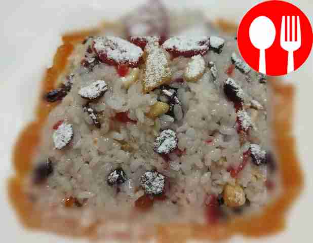 Multi-colored kutia with candied fruits