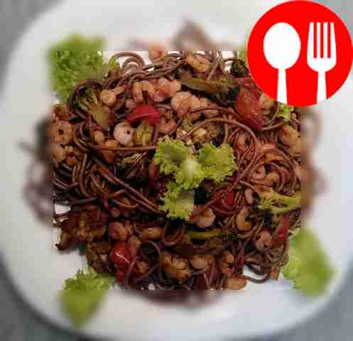 Ecootic seafood recipe with noodles