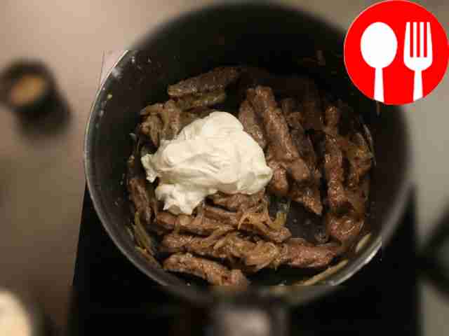 Salt, pepper, add sour cream and mix...