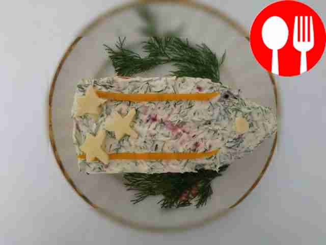 Layered meat salad with vegetables “Real Colonel”