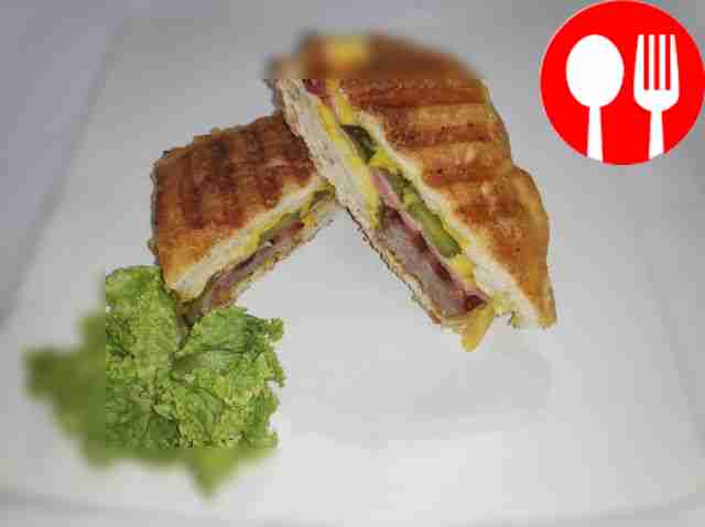 Hearty grilled sandwiches with beef, cheese and cucumbers