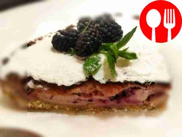 Delicious sour cream with blackberries