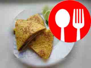 Healthy oatmeal filled with cottage cheese and cheese