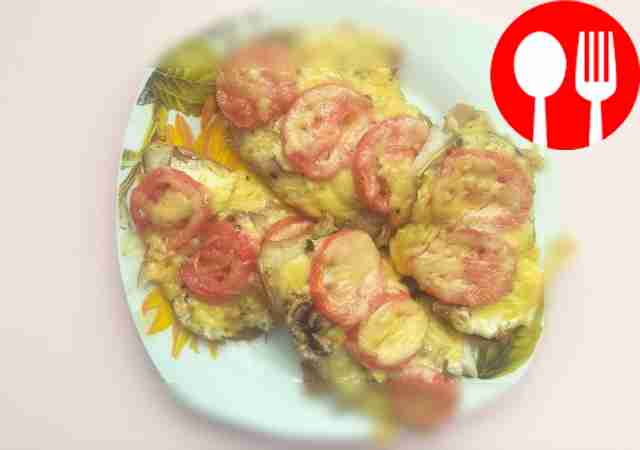 Juicy tilapia baked with mushrooms