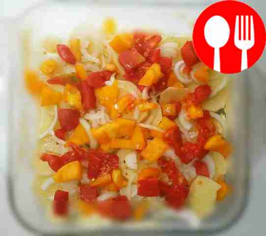 Grease a baking dish with butter. Place potato...