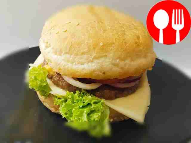 Spicy hamburger with cheese and meat