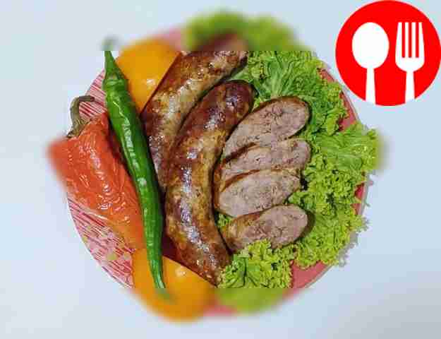 Brown sausages with pepper