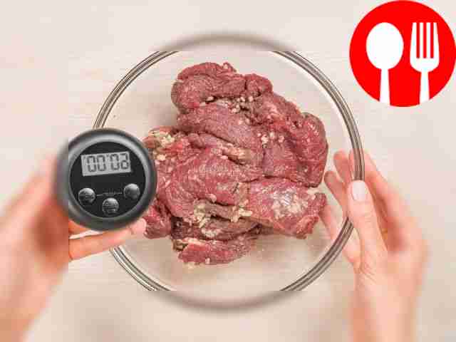 Marinate the meat. Squeeze the garlic. Mix...