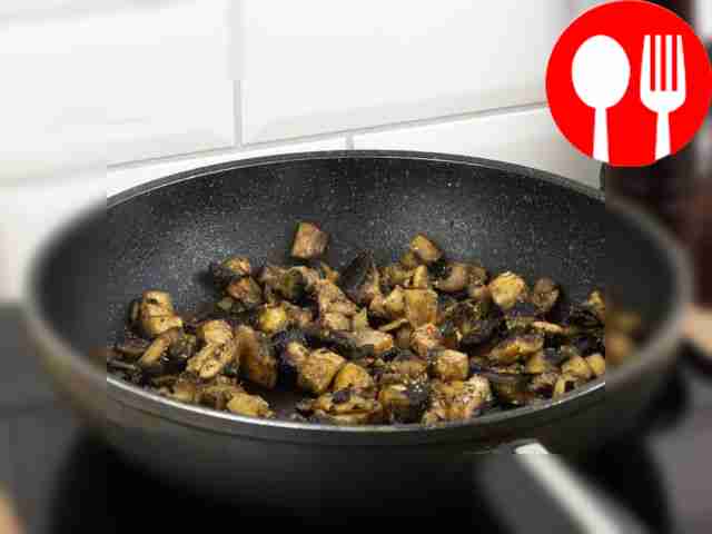 Cut the mushrooms into cubes and fry until...