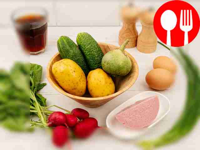 Boil eggs and potatoes. Rinse the remaining...