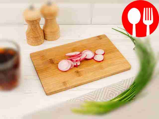 Cut the radishes into thin slices, chop the...