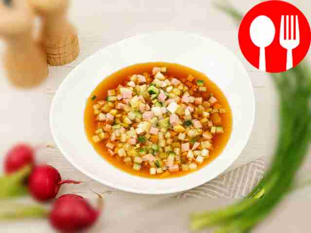 Place a portion of tiny “salad” on a plate and...