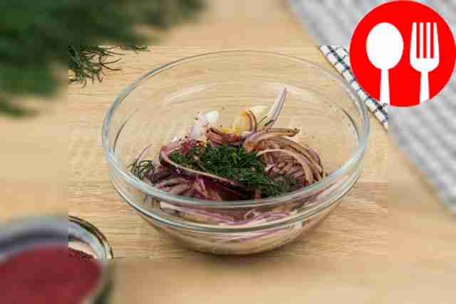 Place red onion in a small bowl. Add sumac,...