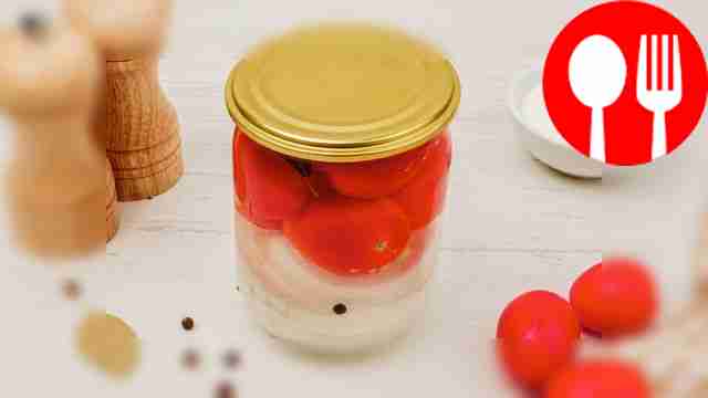 Homemade marinated tomatoes with onions