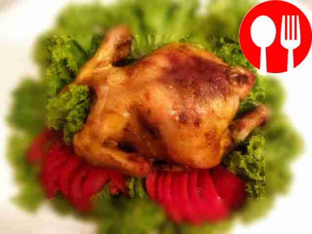 Golden chicken baked in foil