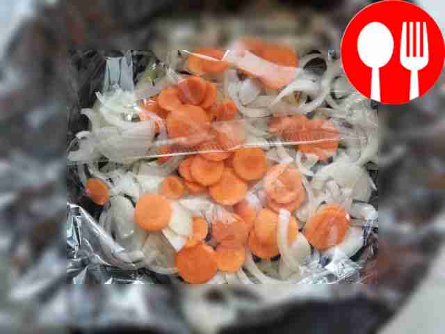 Cut onions and carrots into rings. Prepare a...