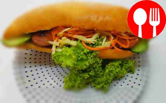 Korean spicy hot dog with carrots