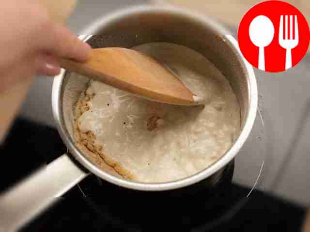 Pour warm filtered water into the pan and stir...