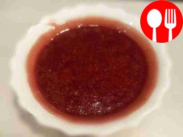 Ruby caramel with raspberries