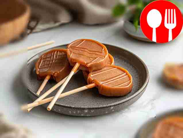 Homemade caramel lollipops