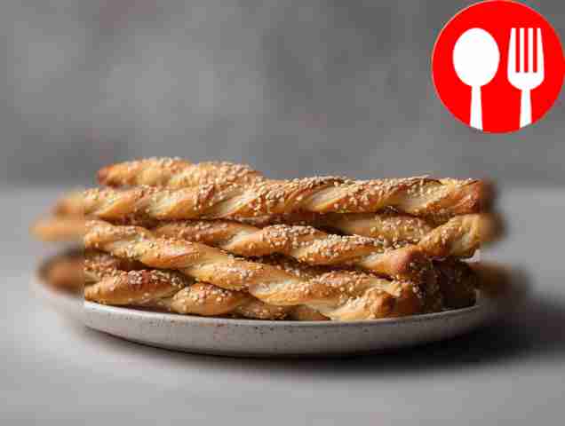 Light Italian grissini with sesame seeds