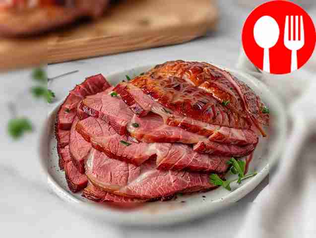 Fragrant smoked ham on the grill