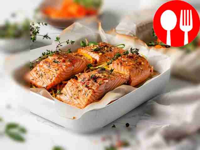 Fragrant chum salmon in the oven