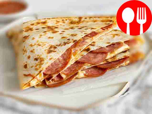 Quick quesadilla with pepperoni