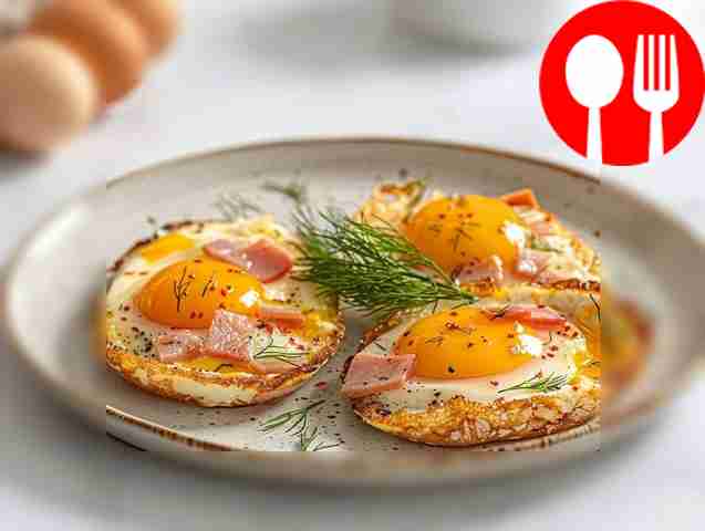 Жаренные яйца с ветчиной Fried eggs with ham
